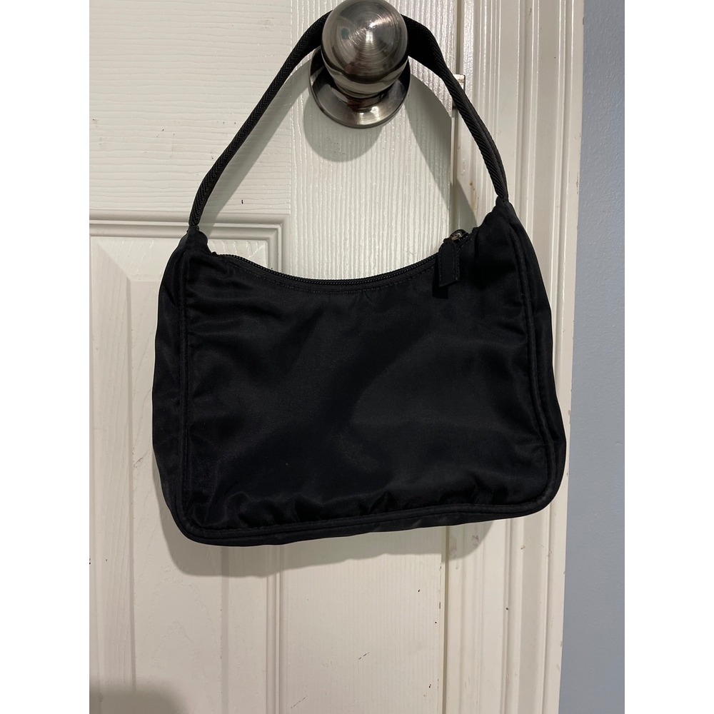 Vtg Prada Black Tessuto Nylon Mini Hobo Shoulder Bag Logo Y2K Italy COA - Picture 2 of 13